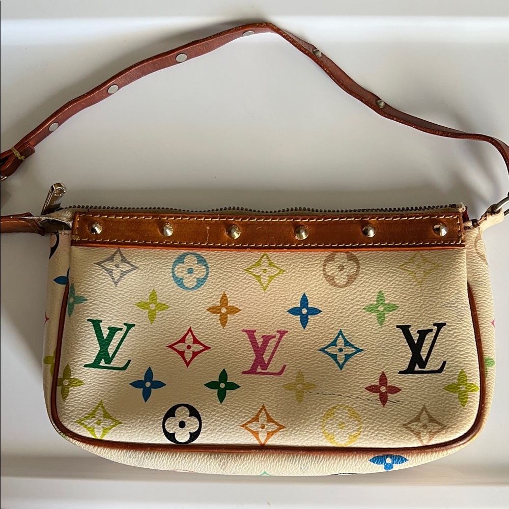 Louis Vuitton Cream Multicolor Monogram Shoulder Bag Vintage Murakami
